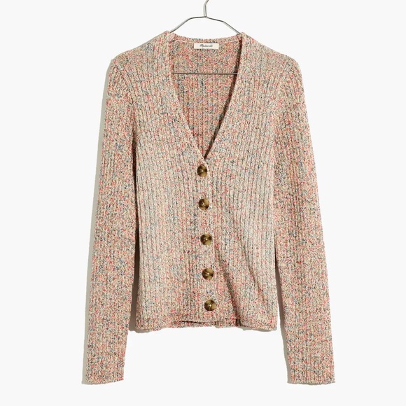 Madewell Marled Shrunken Ribbed Cardigan Sweater - Picture 3 of 7